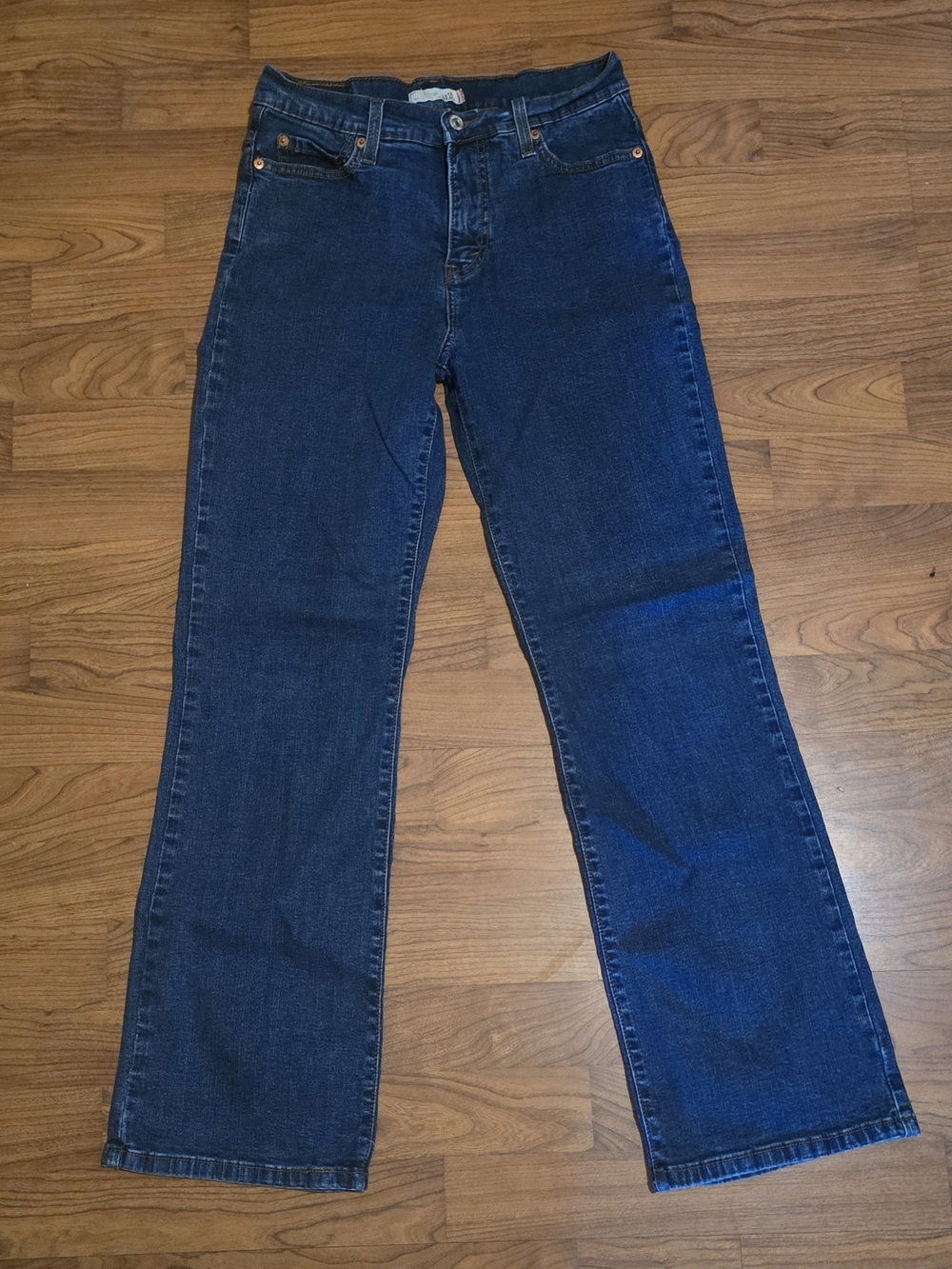 8 SHORT Levi's PERFECTLY SLIMMING 512 Women's Dark INDIGO Blue Jeans